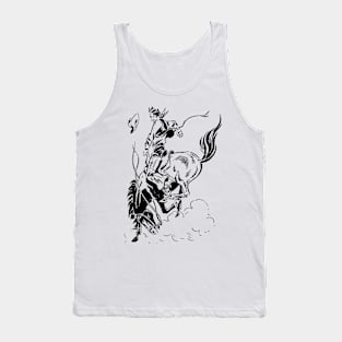 Horse Jump Up Rodeo Taming Western Cowboy Retro Comic Tank Top